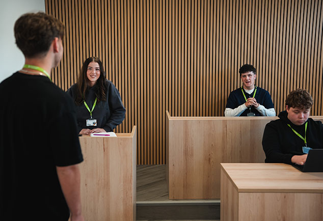 Students in mock courtroom