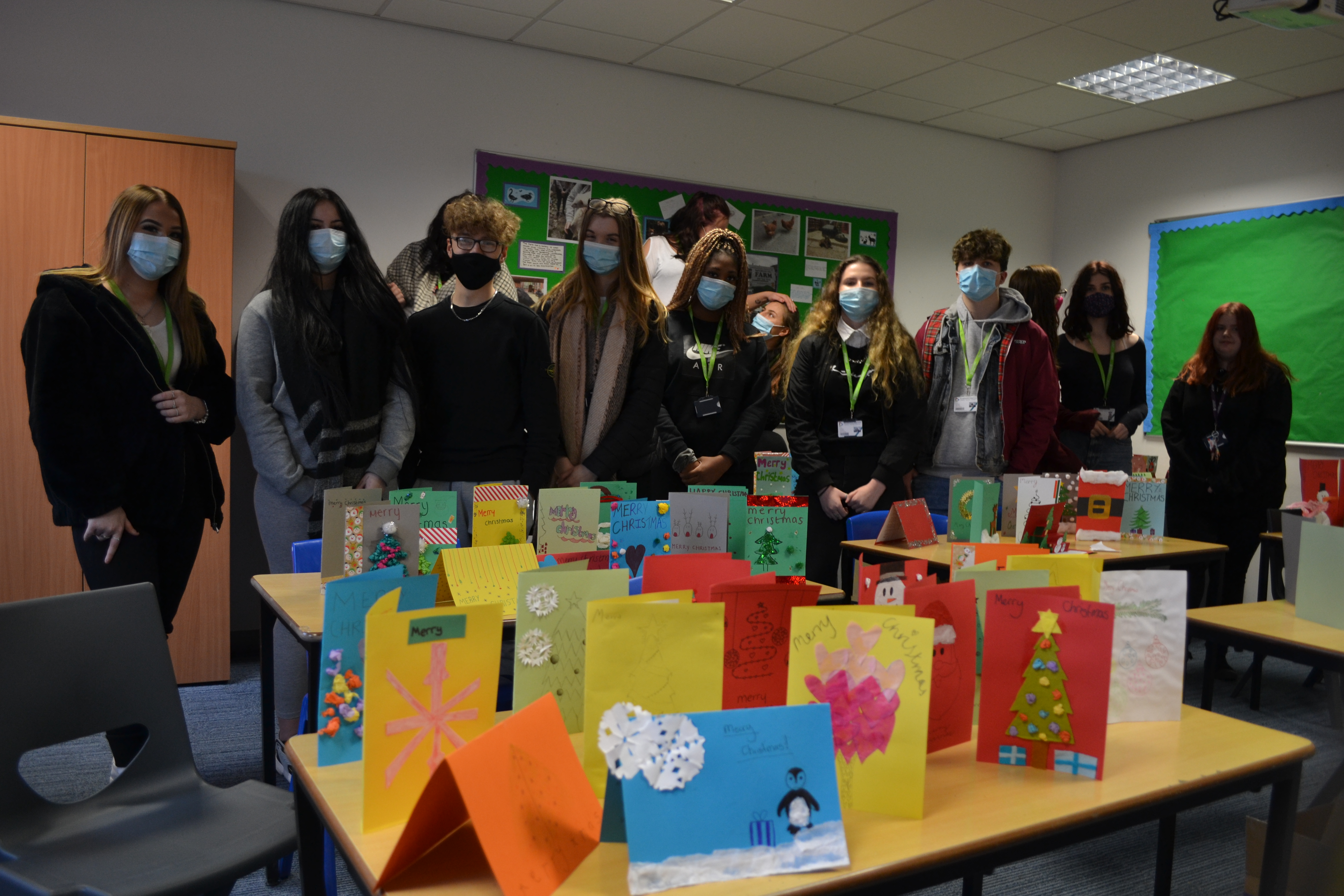 Students With Christmas Cards