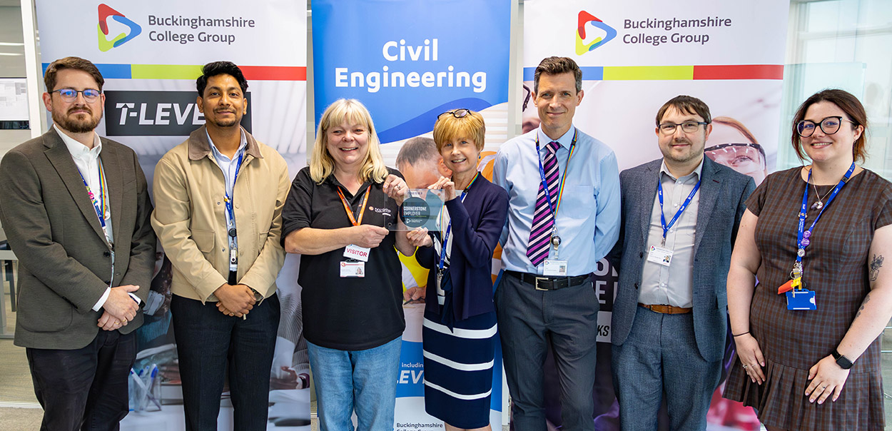 OCU Group are presented with a Cornerstone Employer plaque at Aylesbury campus